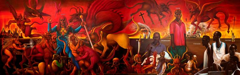 770x241 Saatchi Art Dante And Fanon Descend Into Hell Painting By Tony - Dante Painting Of Hell