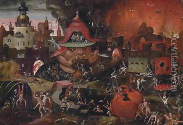 600x411 The Harrowing Of Hell Oil Painting Reproduction By Hieronymus - Dantes Inferno Levels Of Hell Painting