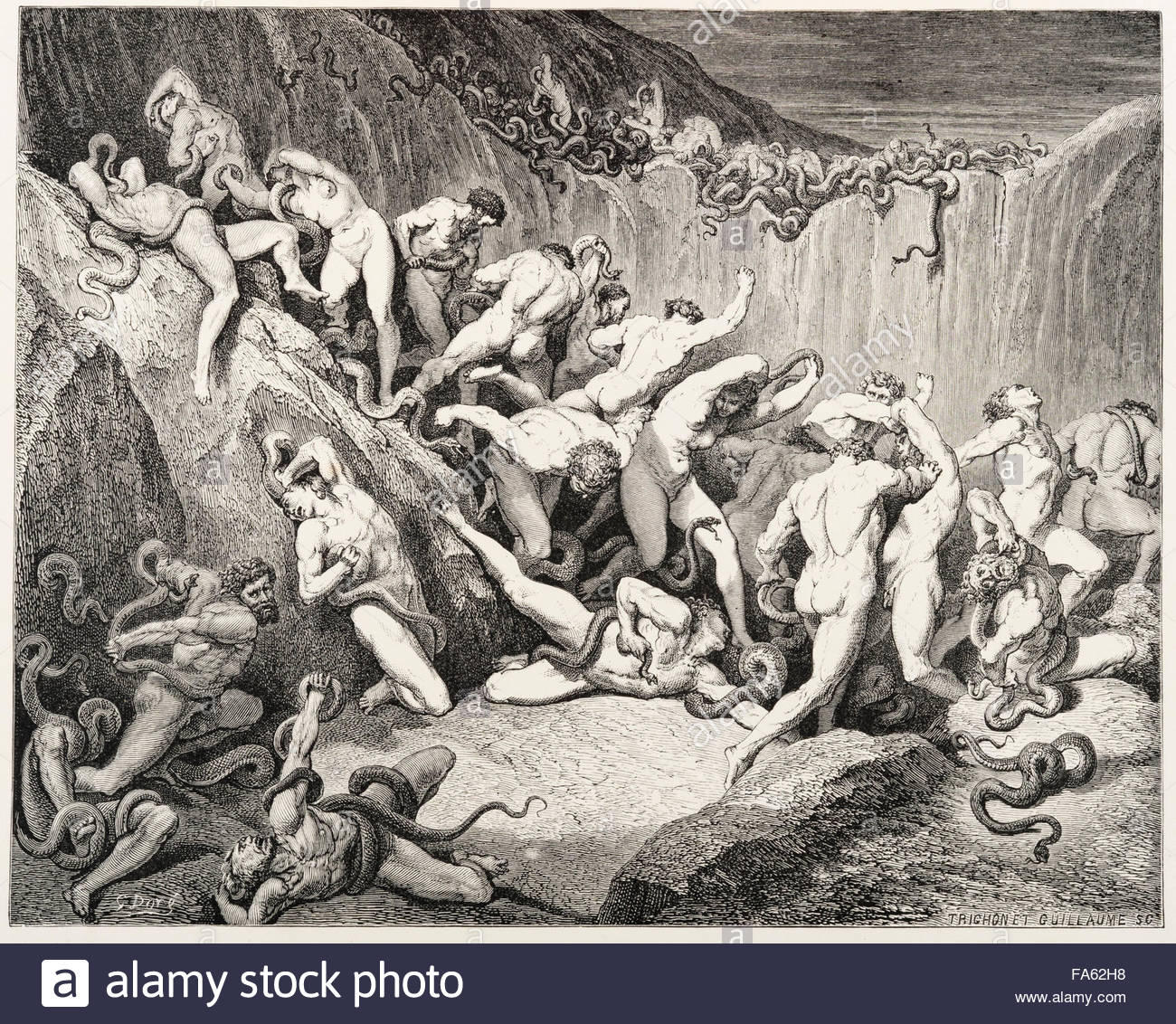 1300x1132 L'Inferno (The Vision Of Hell) By The 13c Italian Poet Dante Stock - Dantes Inferno Levels Of Hell Painting