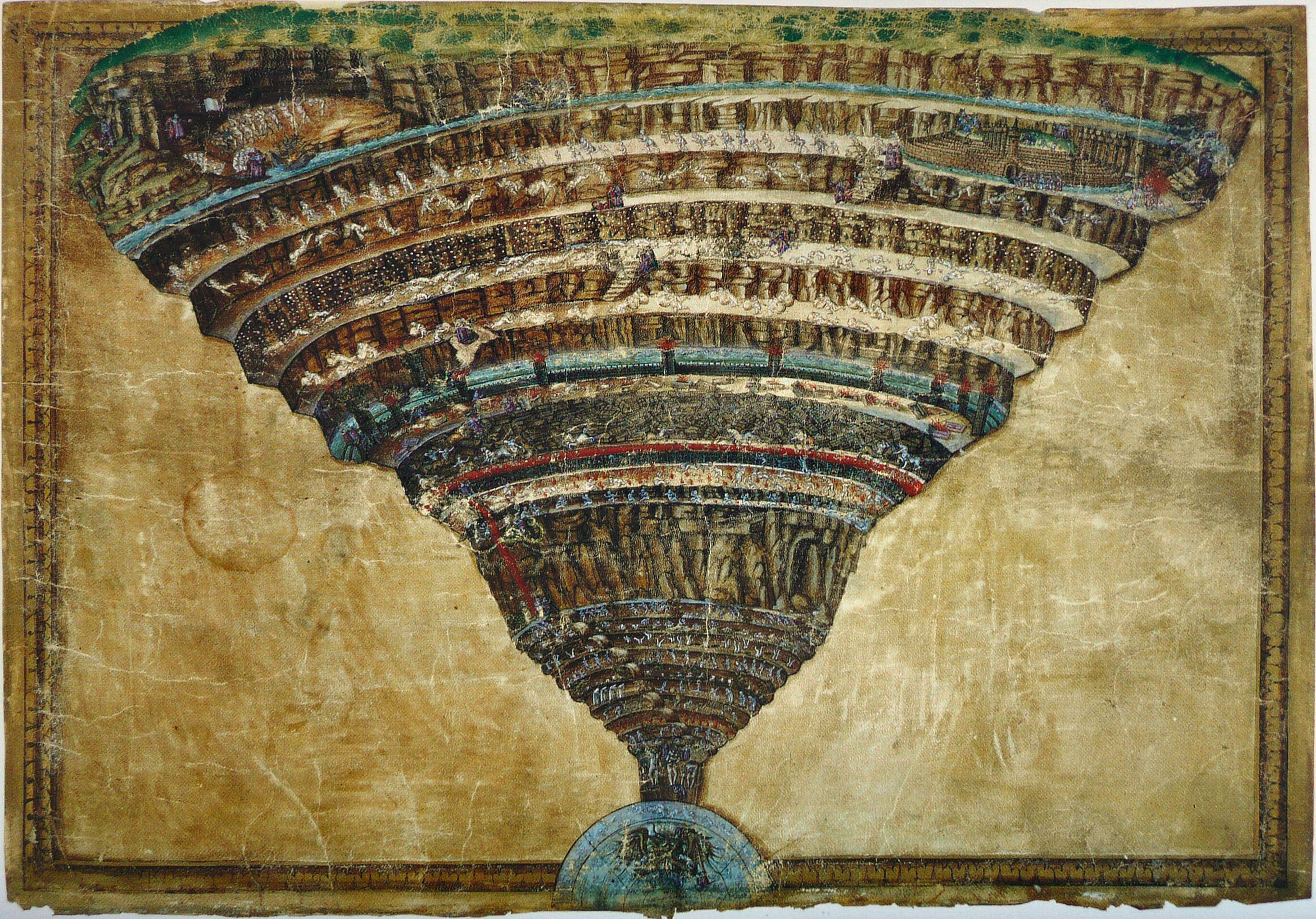 2735x1910 Divine Comedy Illustrated By Botticelli - Dantes Inferno Painting