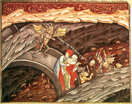 450x354 Ms 207 F.245 Dante's Inferno With A Comm - Dantes Inferno Painting Original