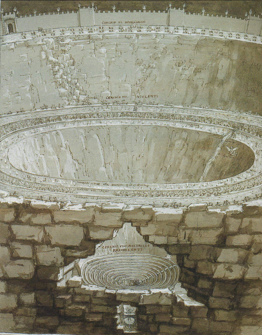 844x1080 Dis (Divine Comedy) - Dantes Map Of Hell Painting