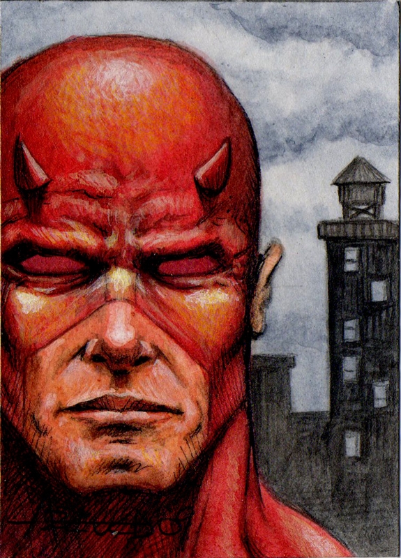 575x800 Daredevil Painting By Lino Azavedo, In Matthew West's Sketches - Daredevil Painting