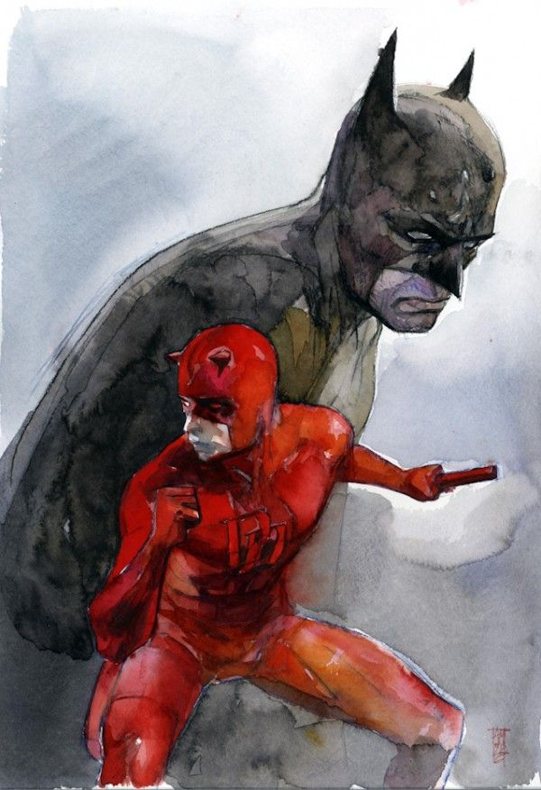 600x876 Watercolor Comic Book Paintings By Alex Maleev - Daredevil Painting