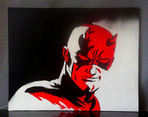 570x450 Daredevil Original Handmade Stencil Artwork Painting By Drstencil - Daredevil Painting