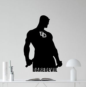 298x300 Daredevil Wall Decal Superhero Silhouette Vinyl Sticker Kids Decor - Daredevil White Painting