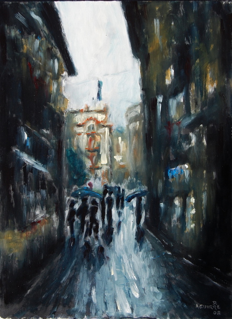 466x640 David Rocky Aguirre Artwork Venice Dark Alley Original Painting - Dark Abstract Painting