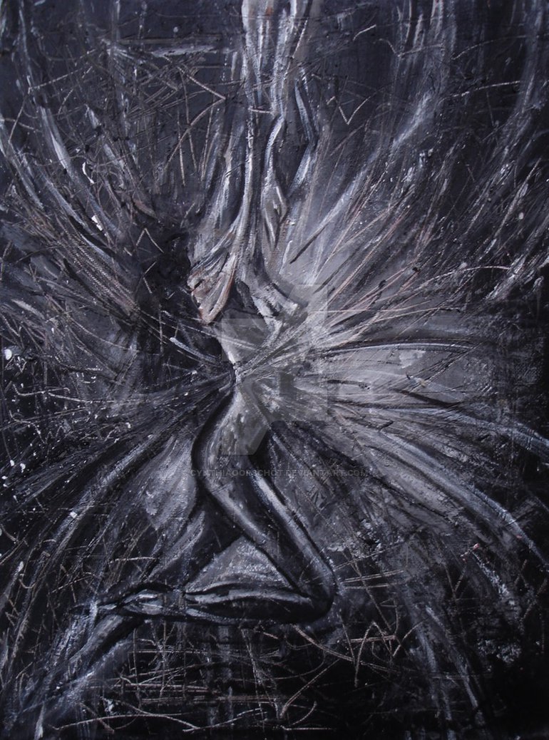 770x1038 Abstract Painting Acrylic Drowning In The Dark By Cynthiaoorschot - Dark Abstract Painting