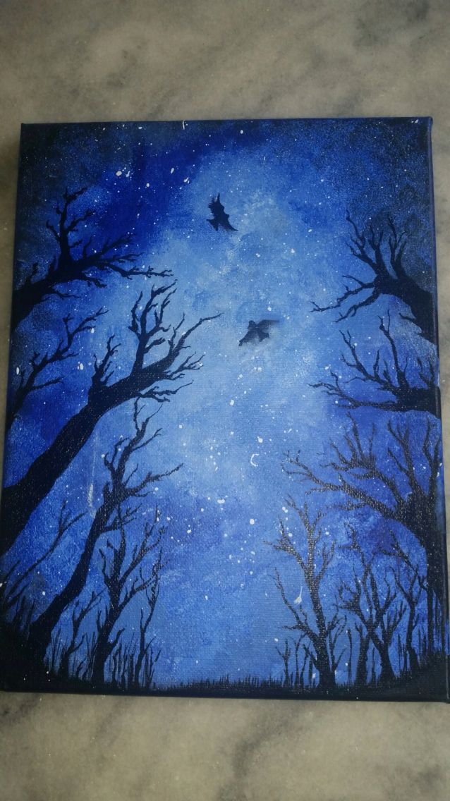 638x1136 Very Easy Acrylic Painting For Beginners. Use Only 4 Colors White - Dark Blue Painting