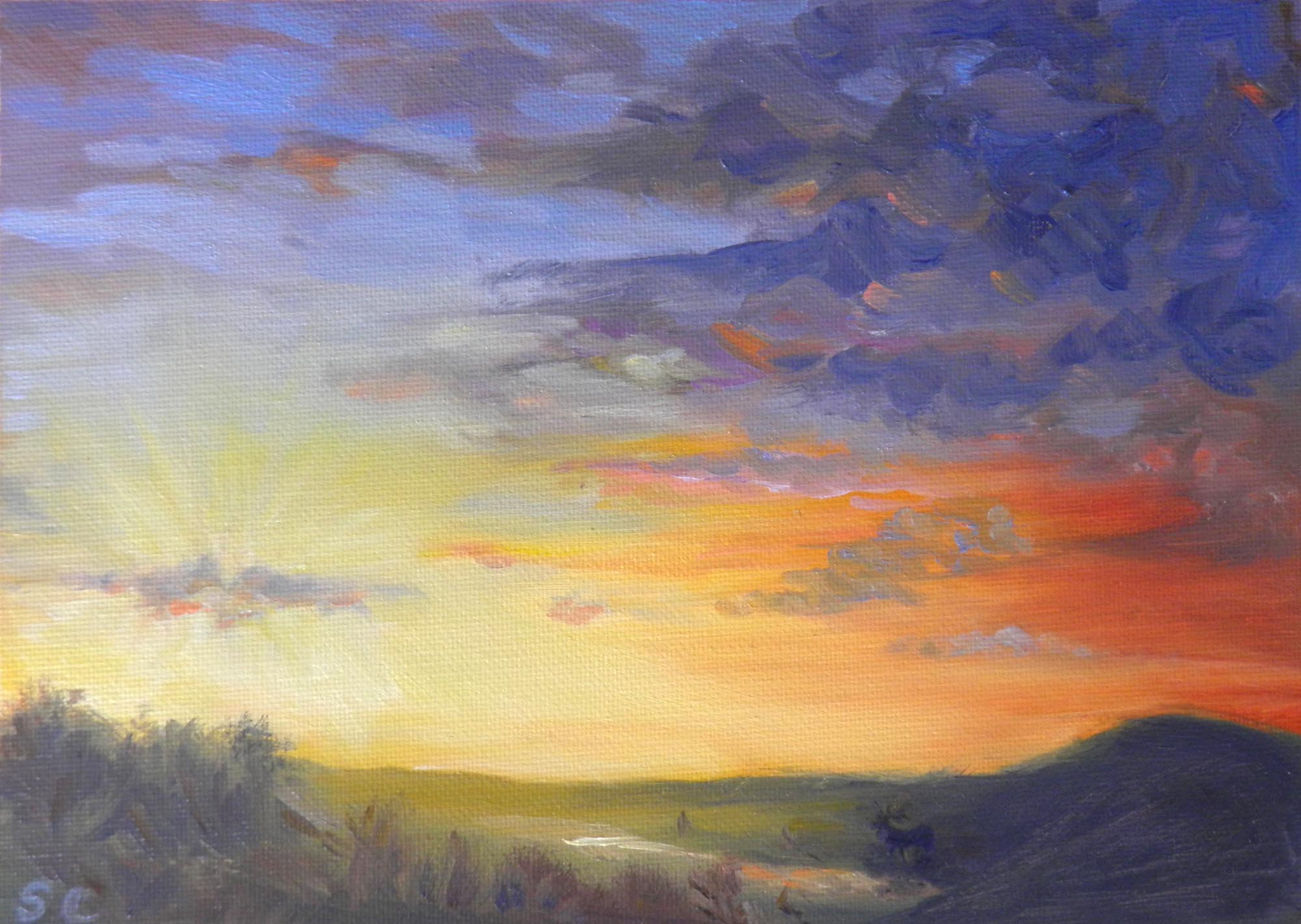 2000x1421 Online Painting Workshop 25 Mastering Sunsets 1 Of 4. - Dark Clouds Painting
