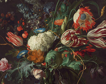 340x270 Dark Floral Painting Etsy - Dark Flower Painting