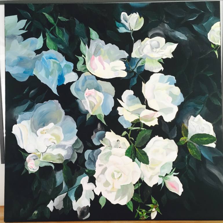 770x770 Saatchi Art Dark Floral Painting By Charlotte Kaila - Dark Flower Painting