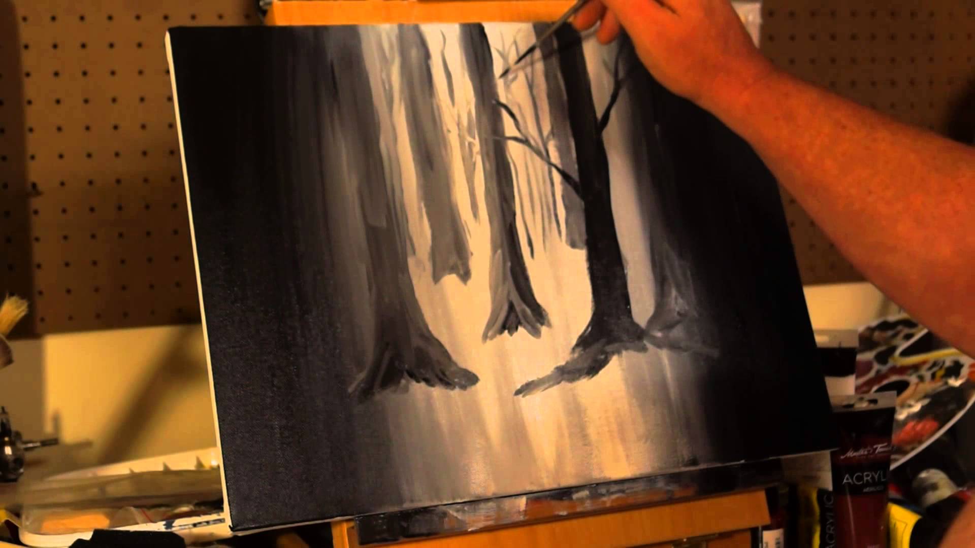 1920x1080 Acrylic Painting Dark Forest - Dark Forest Painting