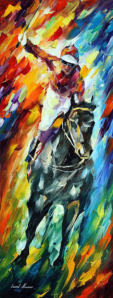 379x1000 Dark Horse Palette Knife Oil Painting On Canvas By Leonid - Dark Horse Painting