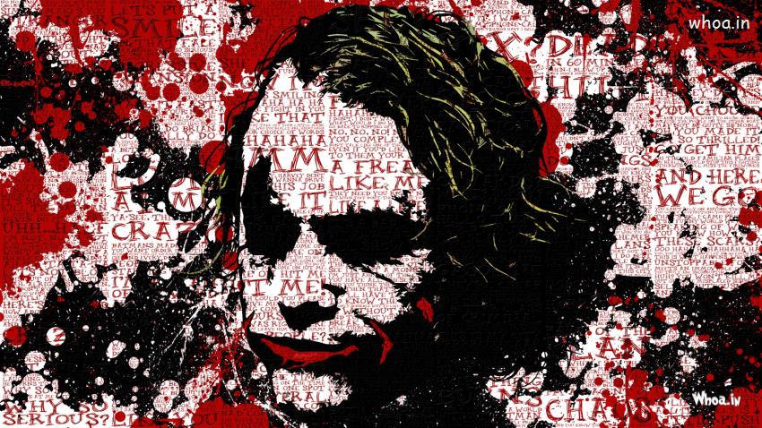 850x478 The Joker The Dark Knight With Quotes Hd Hand Painting Wallpaper - Dark Knight Joker Painting