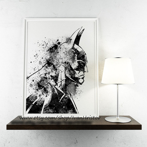 570x570 Batman The Dark Knight Watercolor Painting Print Fine Art - Dark Knight Painting
