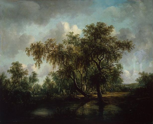 615x497 Landscape With A Pond By Patrick Nasmyth - Dark Landscape Painting