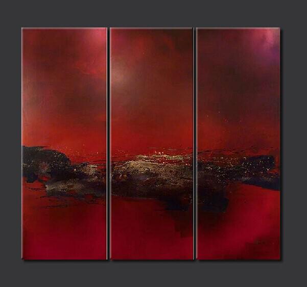 601x563 2018 Top Quality And 100% Hand Painted Classic Dark Red Abstract - Dark Landscape Painting