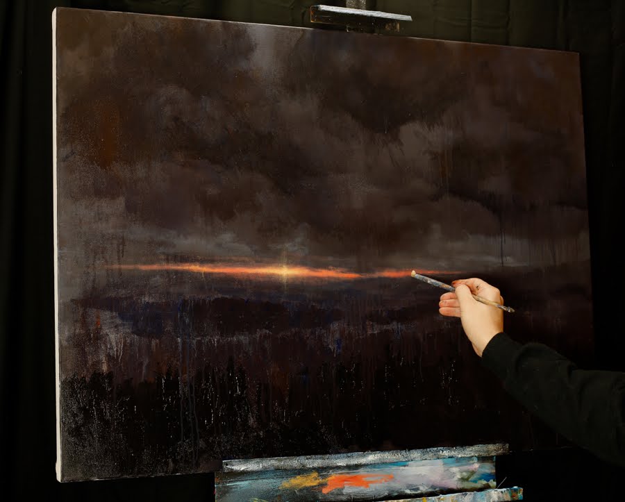 900x723 Painting Light A Time Lapse Dark Landscape Painting In Acrylic By - Dark Landscape Painting