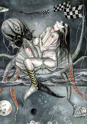 281x400 Little Mermaid Watercolor Painting By Adriano Monteiro - Dark Mermaid Painting