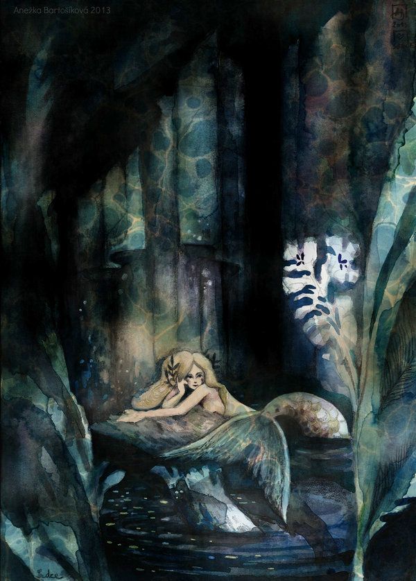 600x838 The 189 Best Mermaids Images On Mermaids, Little - Dark Mermaid Painting