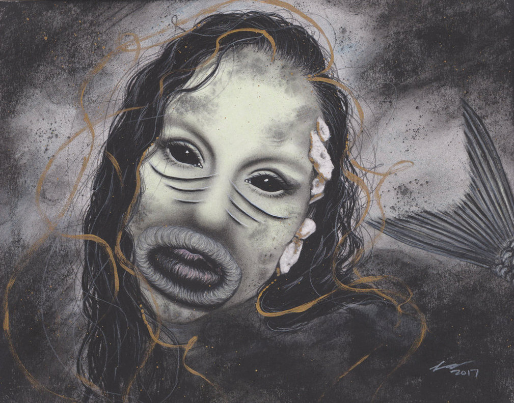 1009x792 The Dark Mermaid By Xabigal Eyesx - Dark Mermaid Painting