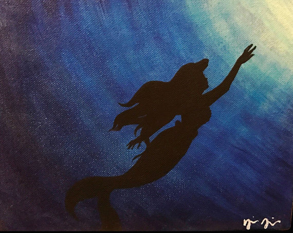 570x453 The Little Mermaid - Dark Mermaid Painting