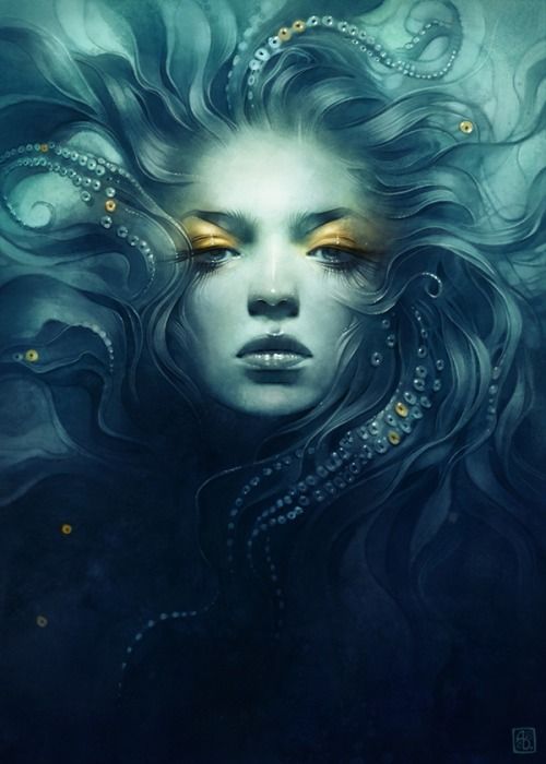 500x700 Beautiful. Faerie Folk Folk, Mermaid And Fantasy Art - Dark Mermaid Painting