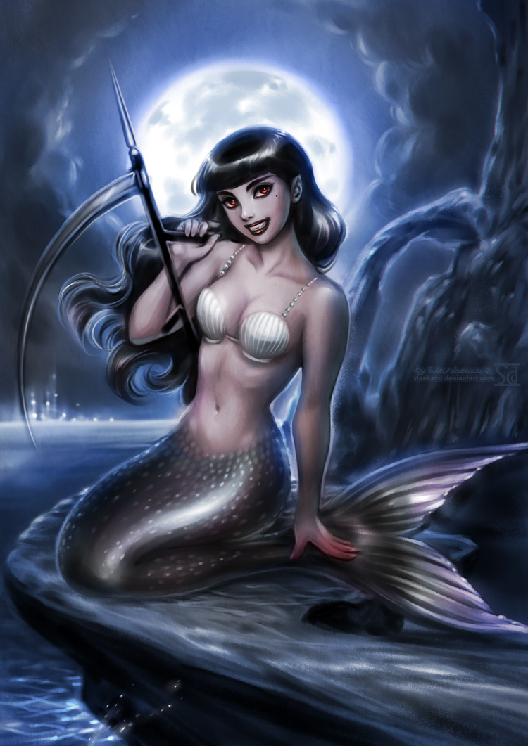 750x1061 Dark Mermaid By Daekazu - Dark Mermaid Painting