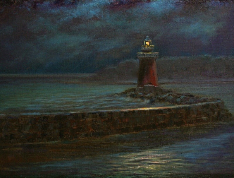800x608 Lighthouses Lighthouse Painting Beacon Dark Night Quite Pictures - Dark Night Painting