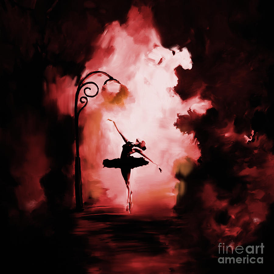 900x900 Ballerina Dance In The Dark Night Painting By Gull G - Dark Night Painting