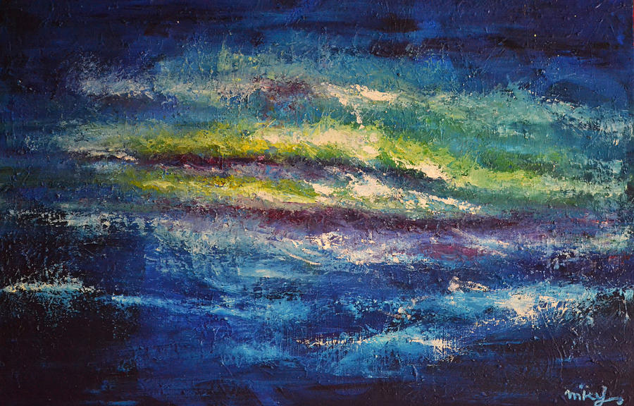 900x576 Dark Sea Painting By Mikyong Rodgers - Dark Ocean Painting