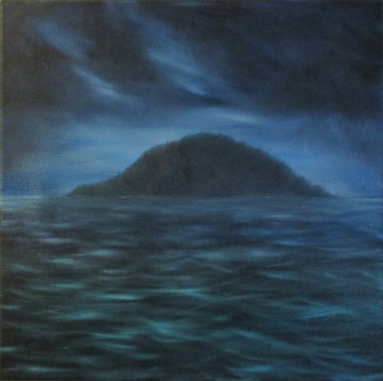 770x765 Saatchi Art Dark Island Painting By Patrice Albert - Dark Ocean Painting