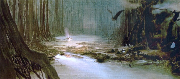 744x327 Revenge In The Dark Jungle In What You Take - Dark Swamp Painting