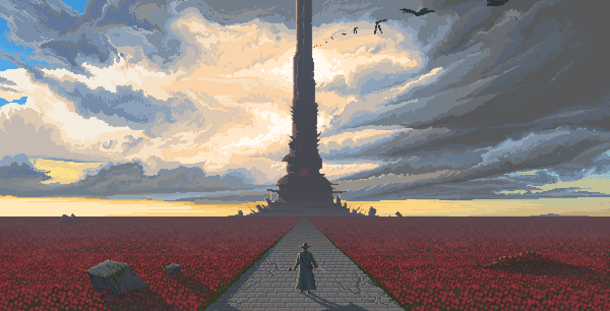 1200x612 The Dark Tower (Pixel Art) On Behance - Dark Tower Painting