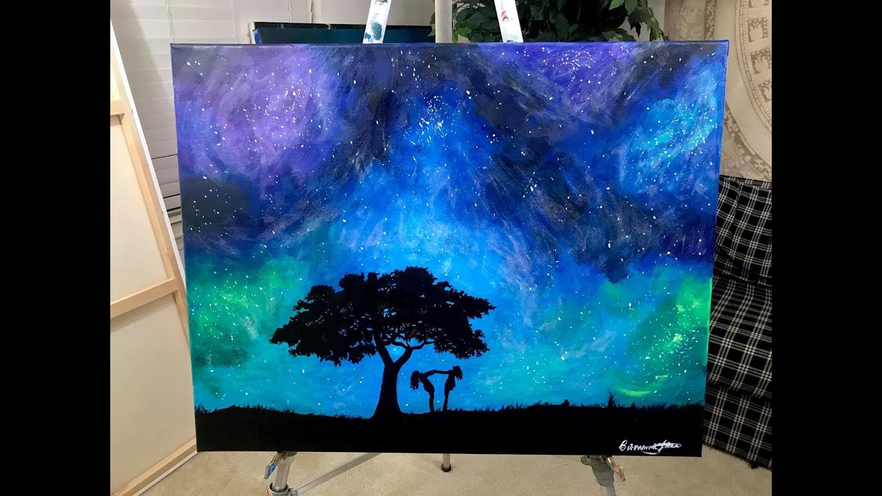1280x720 Glow In The Dark Painting Under The Tree - Dark Tree Painting