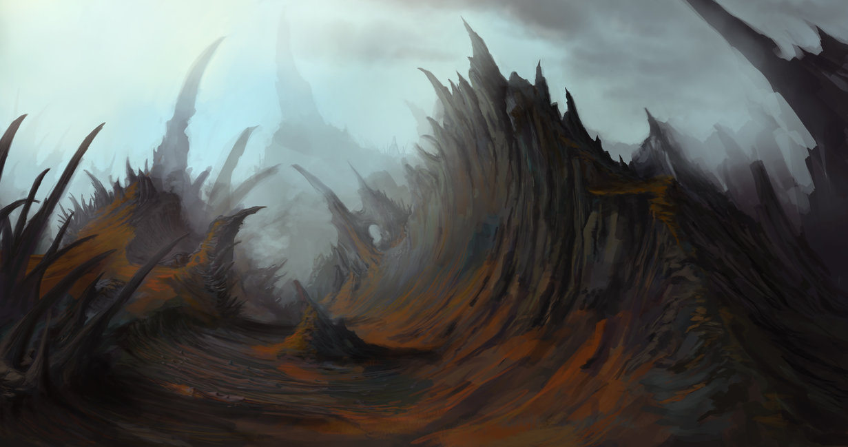 1231x649 Dark Valley (Random Landscape) By Renox123 - Dark Valley Painting