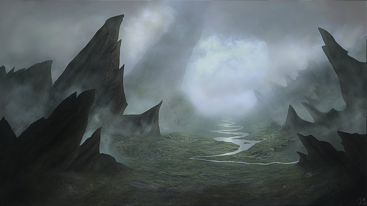 1193x669 Landscape - Dark Valley Painting