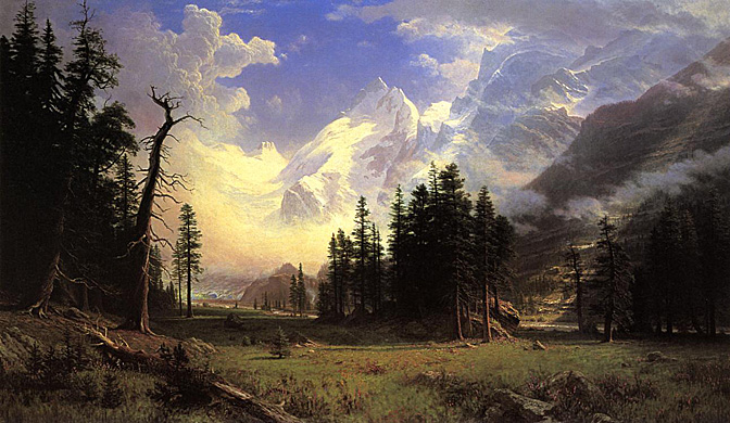672x390 Albert Bierstadt - Dark Valley Painting
