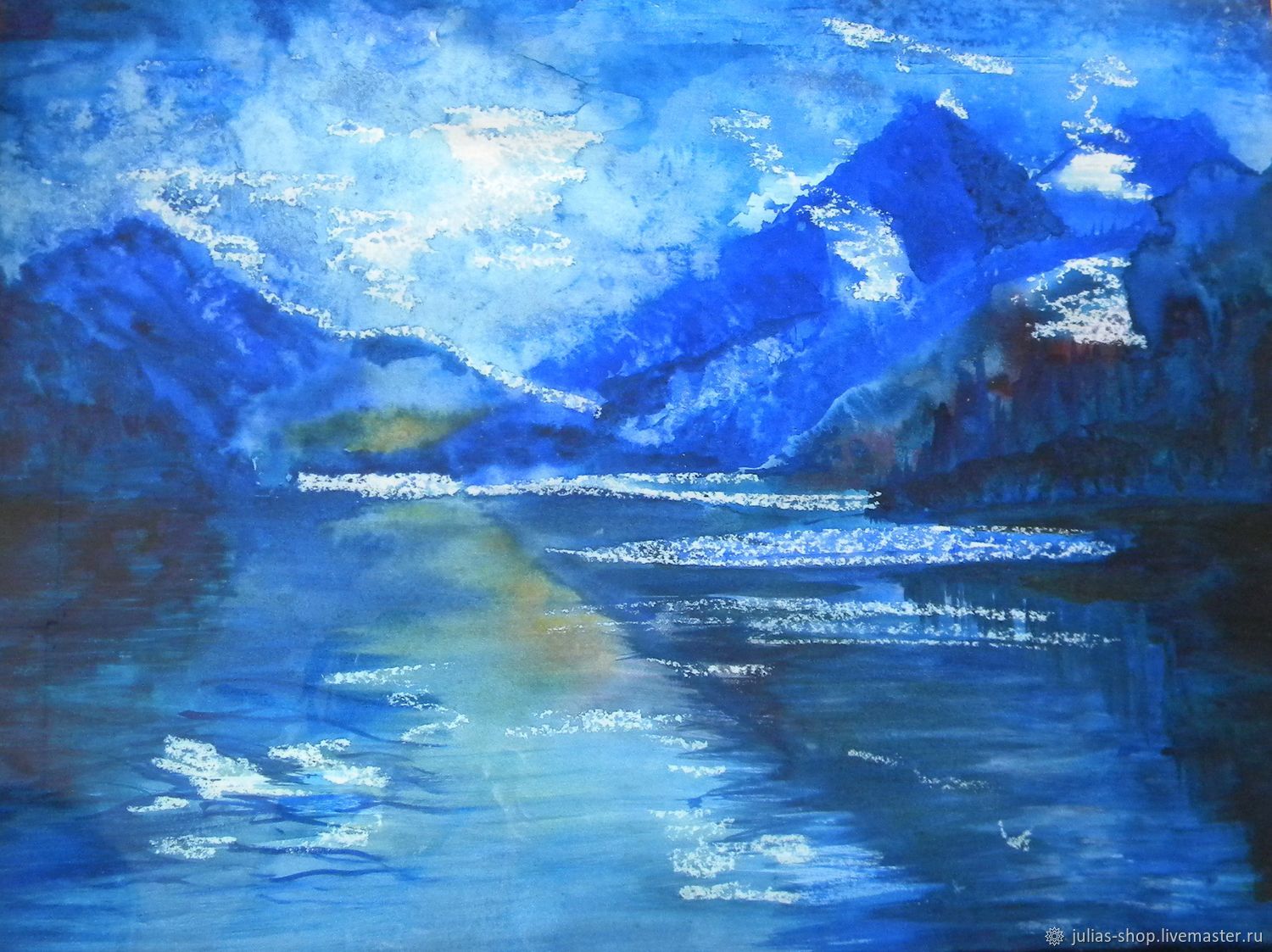 1500x1123 Painting Watercolor Belukha Mountain Shopline - Dark Water Painting