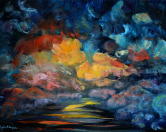 340x270 Abstract Water Painting Seascape Painting Mysterious - Dark Water Painting