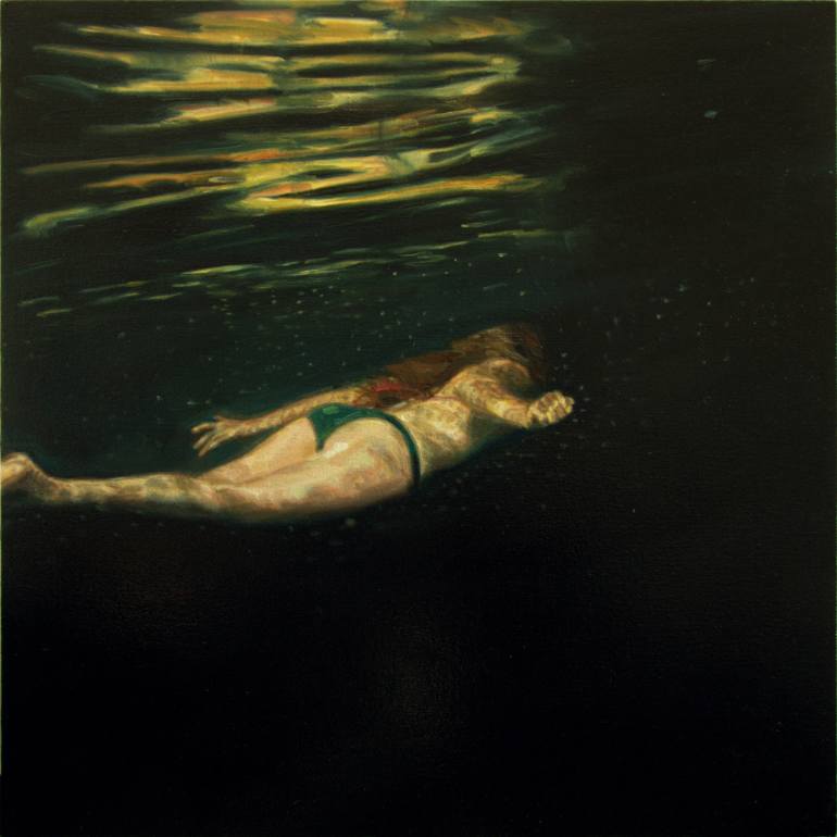 770x770 Saatchi Art Dark Water Swim 2 Painting By Jennifer Walton - Dark Water Painting