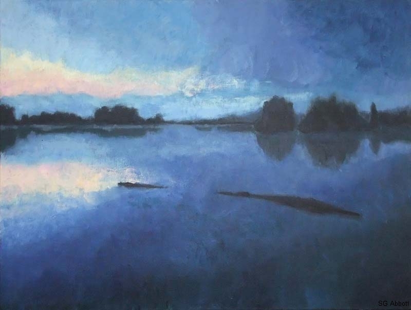 800x604 After Dark Painting The Twilight On Lake Nipissing - Dark Water Painting