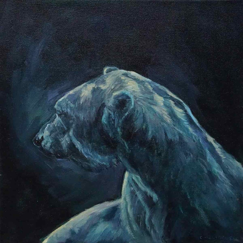 1000x1000 Toronto Dark Water Christine Montague Polar Bear Art - Dark Water Painting