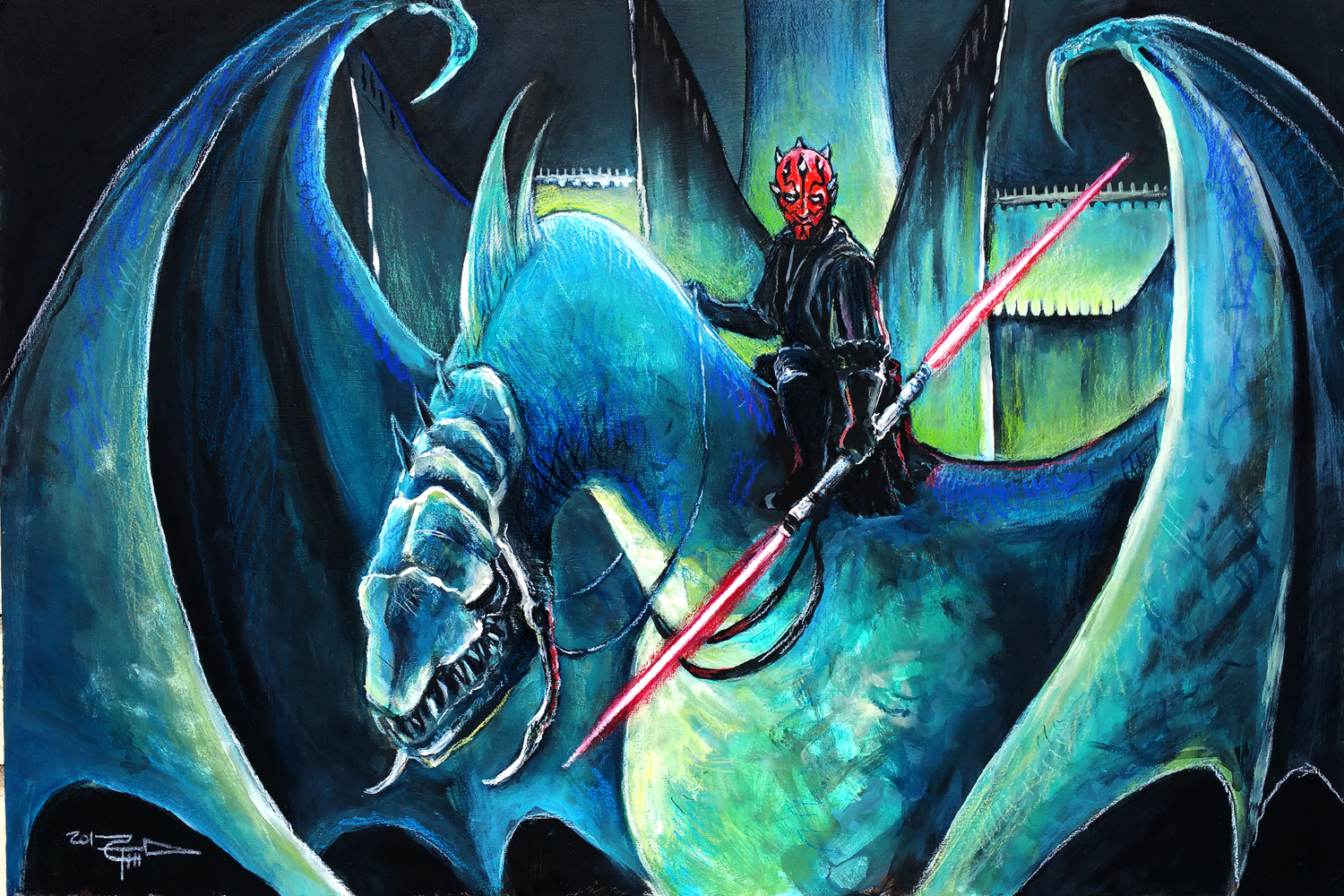 1500x1000 Darth Maul The Witch King Tom Carlton Art Online Store Powered - Darth Maul Painting