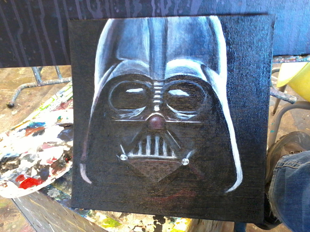 1024x768 Darth Vader In Acrylic By Captainmorganteague - Darth Vader Acrylic Painting