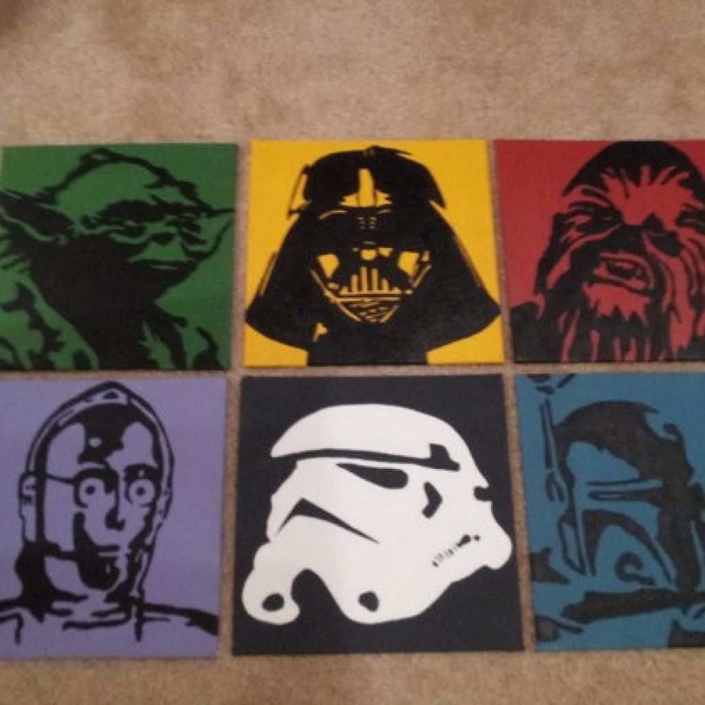 1024x1024 Star Wars Canvas Painting Awesome Star Wars Characters Acrylic - Darth Vader Acrylic Painting