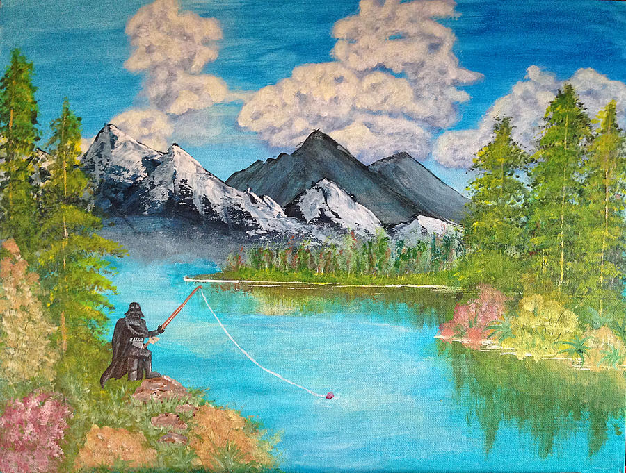 900x681 Darth Vader Fishing With The Force Painting By Penny Darr - Darth Vader Fishing Painting
