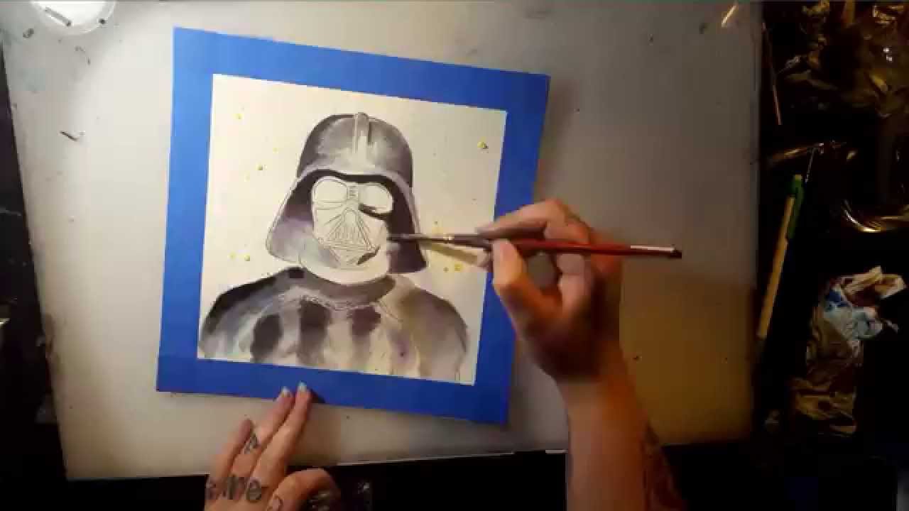 1280x720 Darth Vader Watercolor Speedpaint - Darth Vader Fishing Painting