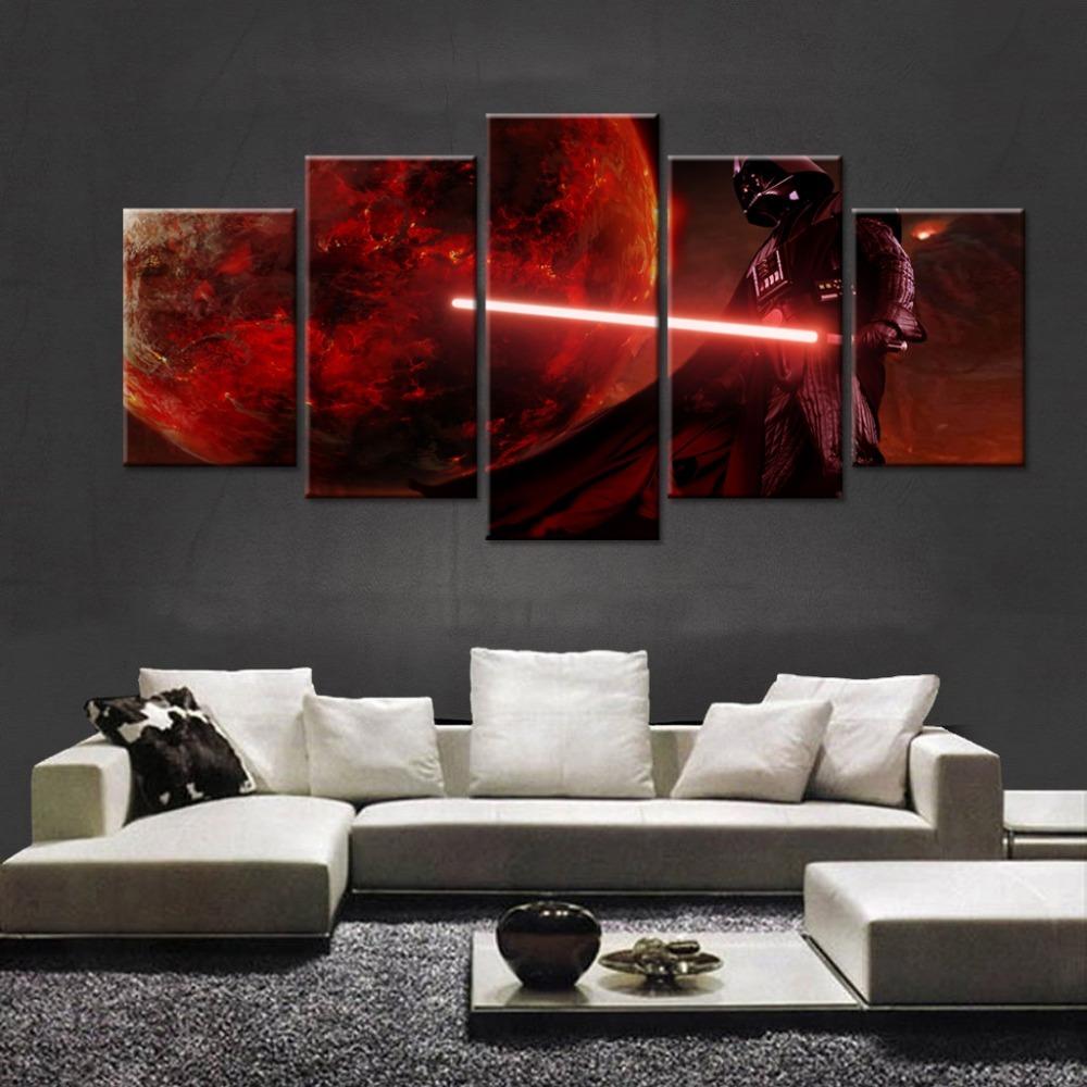 1000x1000 5 Piece Darth Vader Anakin Skywalker Movie Canvas Paintings - Darth Vader Fishing Painting